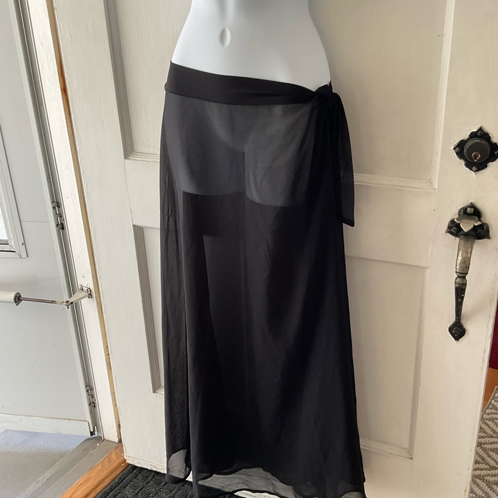 Black sheer skirt swim cover  up